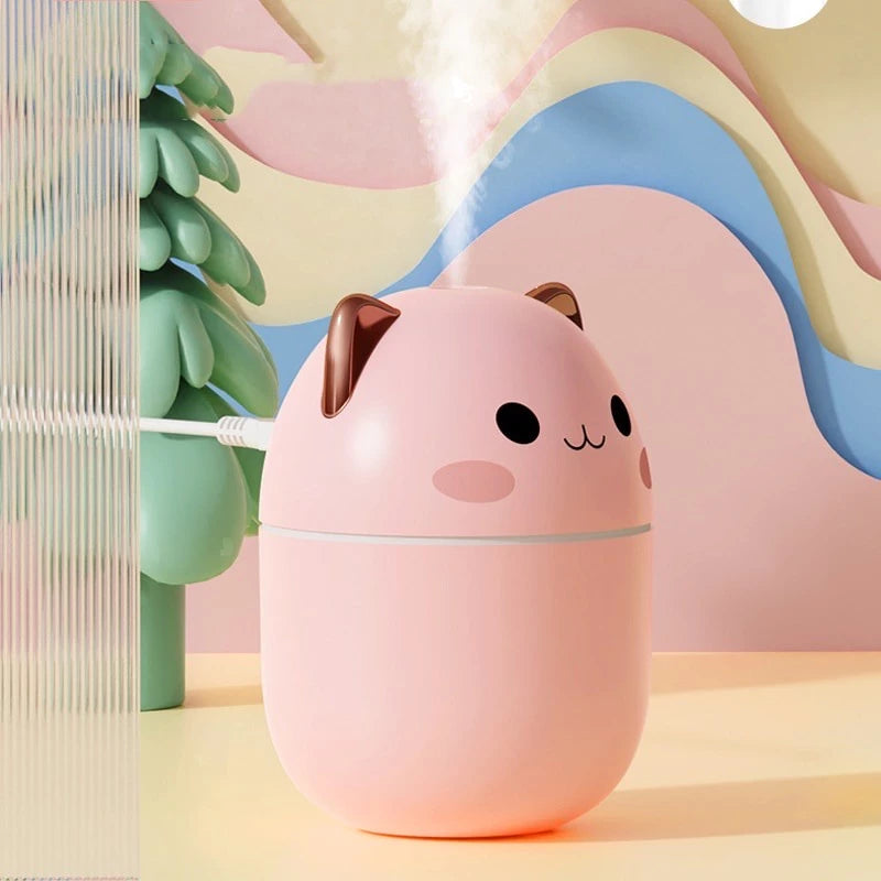 Umidificador De Ar Gato Gatinho Coelho Fofo 200ml Com Claro Noturna Névoa Fresca