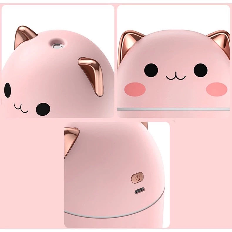 Umidificador De Ar Gato Gatinho Coelho Fofo 200ml Com Claro Noturna Névoa Fresca