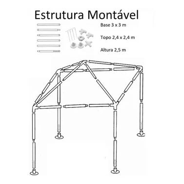 Tenda De Praia Gazebo Desmontavel Praia 3x3 Camping + Bolsa De Transporte