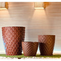 kit com 3 Vasos para plantas em Polietileno redondo diamante PP, P e M com pratos coletores