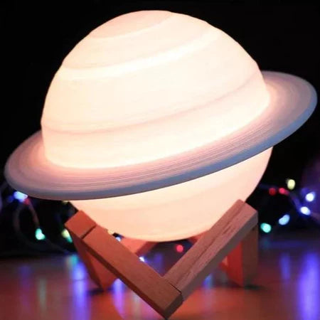 Luminária Abajur 3d Touch Rgb 16cm Rgb Planeta Saturno