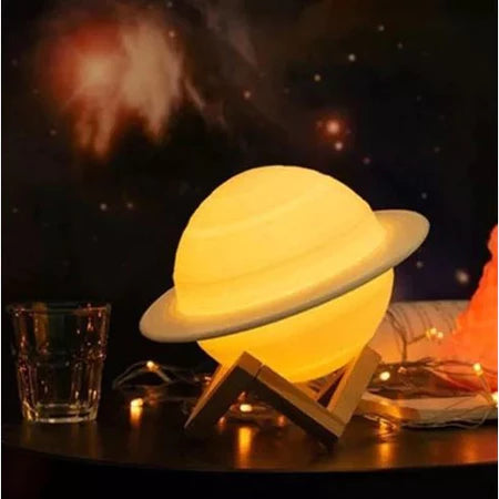 Luminária Abajur 3d Touch Rgb 16cm Rgb Planeta Saturno
