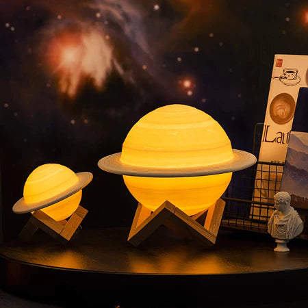 Luminária Abajur 3d Touch Rgb 16cm Rgb Planeta Saturno