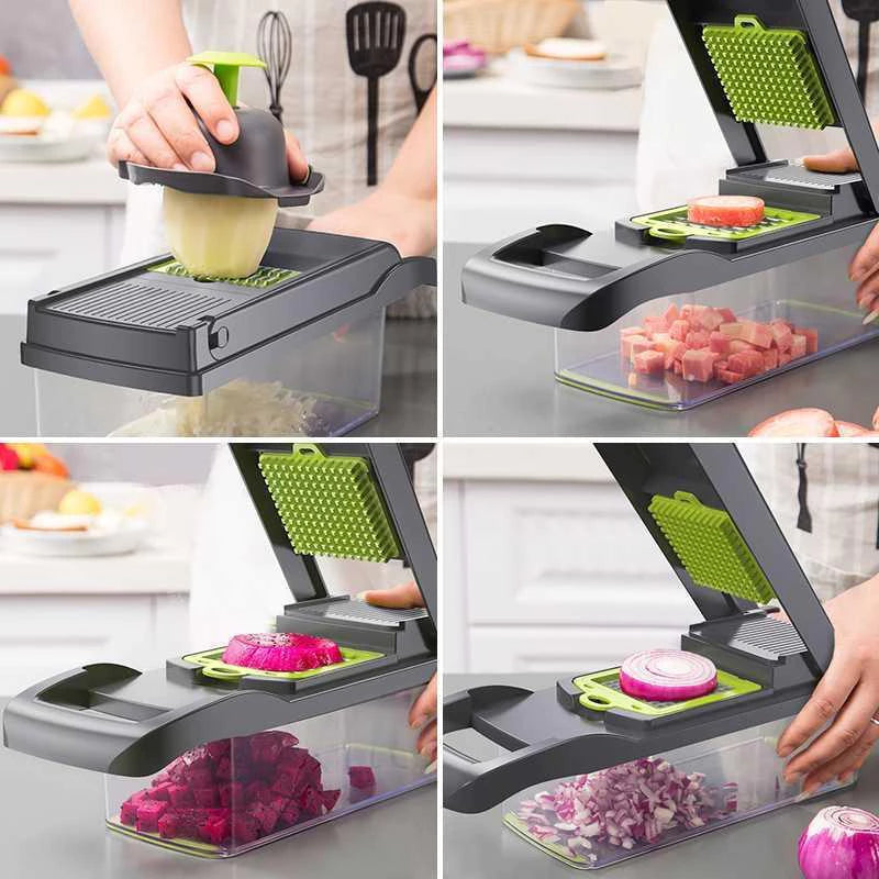 Profissional Multiuso Cozinha Slicer Aço Inox 14 em 1 Fatiador Cortador Ralador De Legumes Verduras Frutas Alimentos