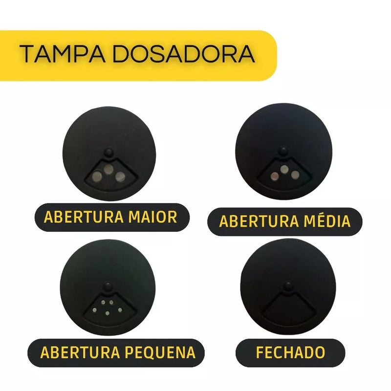 Porta Condimentos Temperos Giratório Potes Vidro Tampa Dosadora Preto
