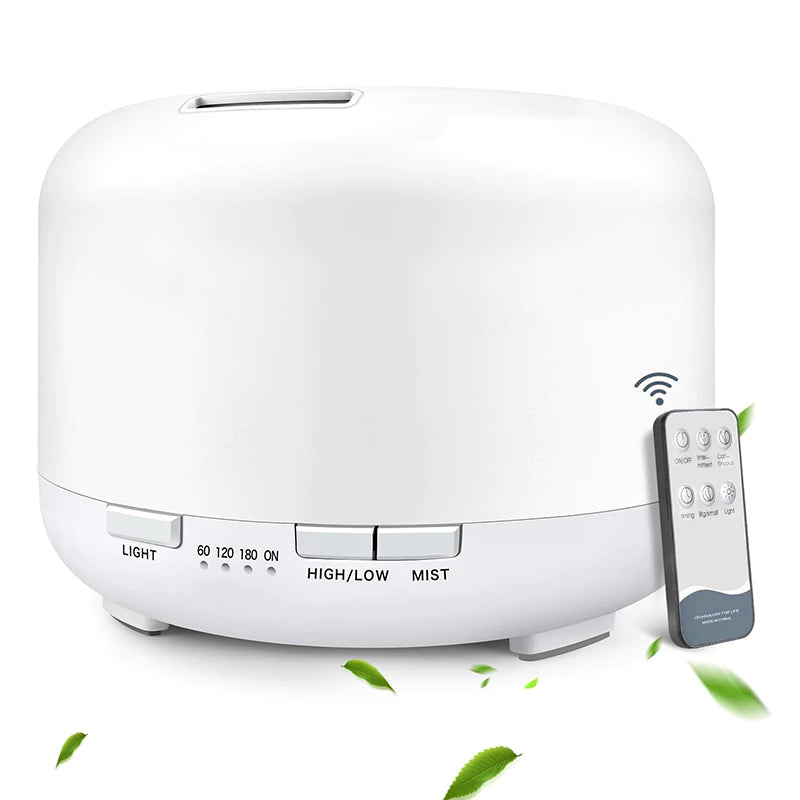 500ML Umidificador Difusor Aromatizador Luz LED De 7 Cores Com Controle Remoto