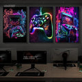 Kit quadros decorativos 3 peças tema hora do jogo video game controles para parede quarto sala
