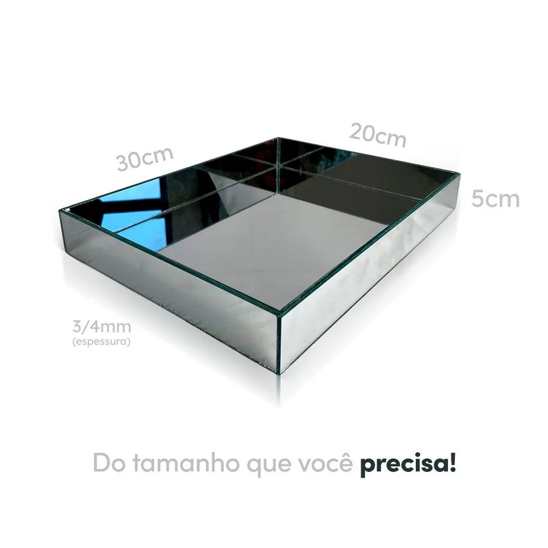 Bandeja Espelhada Retangular Decorativa De Mesa Grande De Servir Festas, Escritório, Café, Decoração