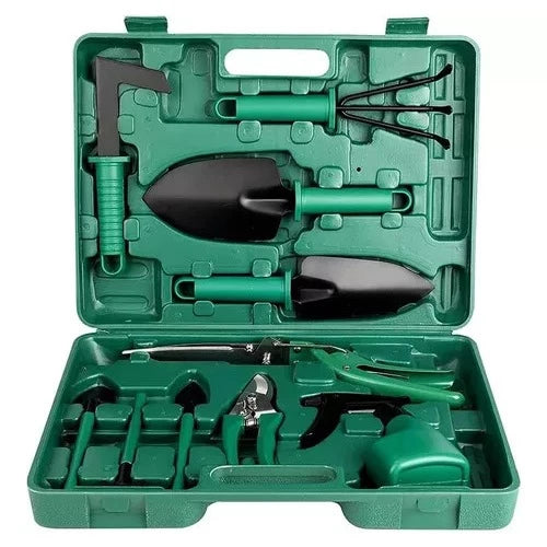 Kit Para Jardinagem Hagra Jardim Jogo Ferramentas Grama Corta Galhos Maleta Pás Poda 10 Peças Com Maleta 277301
