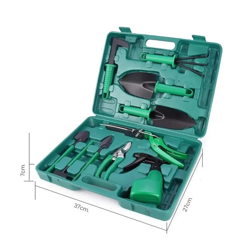 Kit Para Jardinagem Hagra Jardim Jogo Ferramentas Grama Corta Galhos Maleta Pás Poda 10 Peças Com Maleta 277301