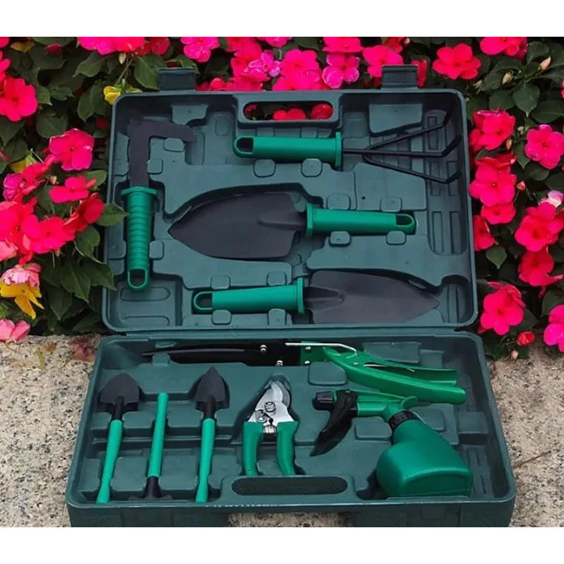 Kit Para Jardinagem Hagra Jardim Jogo Ferramentas Grama Corta Galhos Maleta Pás Poda 10 Peças Com Maleta 277301