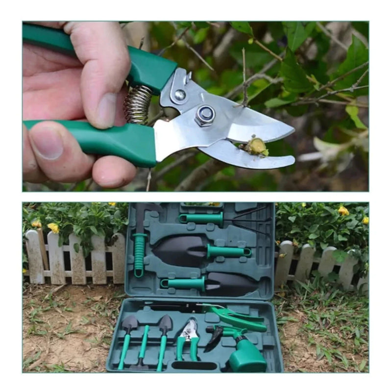 Kit Para Jardinagem Hagra Jardim Jogo Ferramentas Grama Corta Galhos Maleta Pás Poda 10 Peças Com Maleta 277301