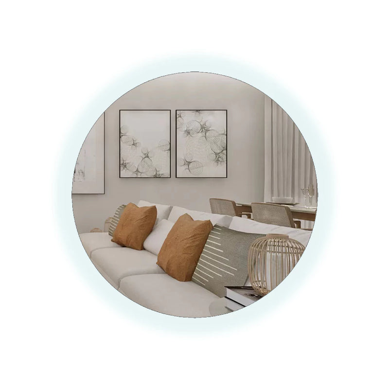 Espelho Redondo 40Cm X 40Cm Lapidado com LED COM FONTE Decoração Espelho Para Banheiros