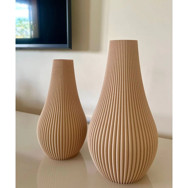 Vaso Cachepot Ibiza Decorativo Detalhes em Linhas - Vaso Alto - Impressão 3D