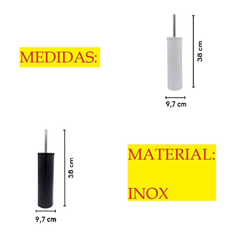 Escova De Vaso Sanitário Cabo E Tampa Bambu OucBranco Ou Preto 9.7 x 9.7 x 38CM Com Suporte