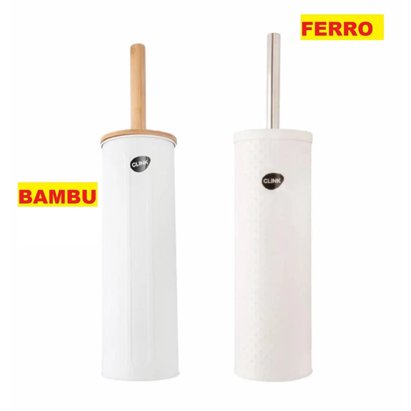 Escova De Vaso Sanitário Cabo E Tampa Bambu OucBranco Ou Preto 9.7 x 9.7 x 38CM Com Suporte