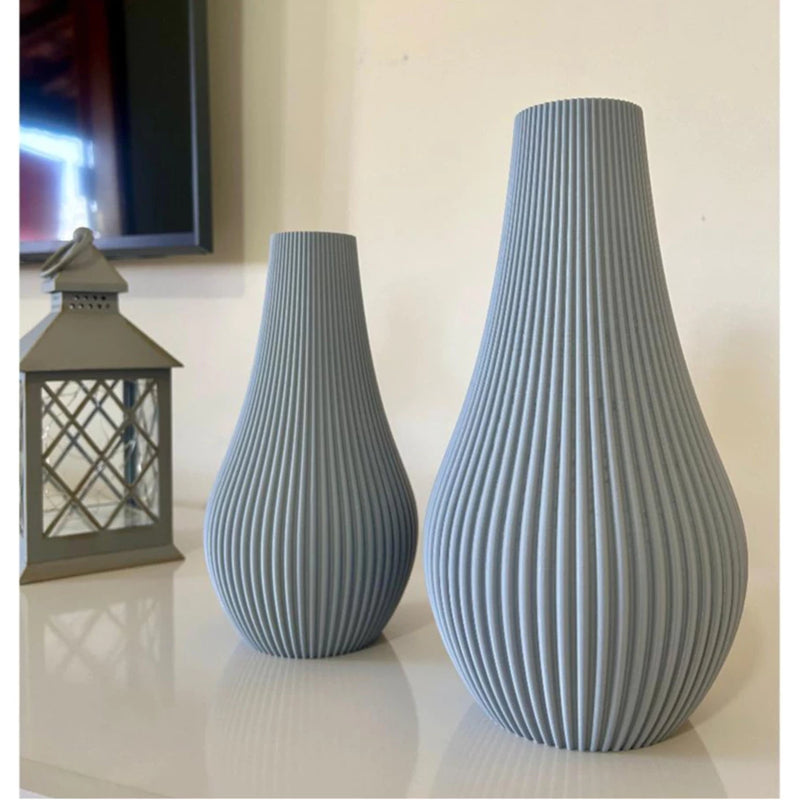 Vaso Cachepot Ibiza Decorativo Detalhes em Linhas - Vaso Alto - Impressão 3D