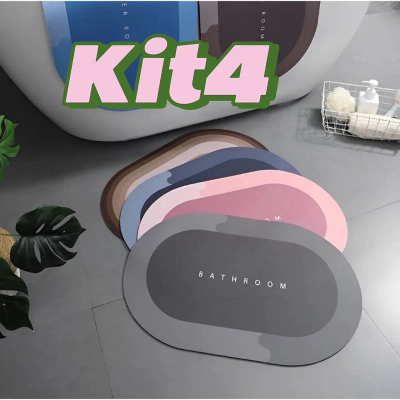 kit Tapete para Banheiro de Secagem Rápida e Super Absorvente - Ideal para Chuveiro, Cozinha e Varanda