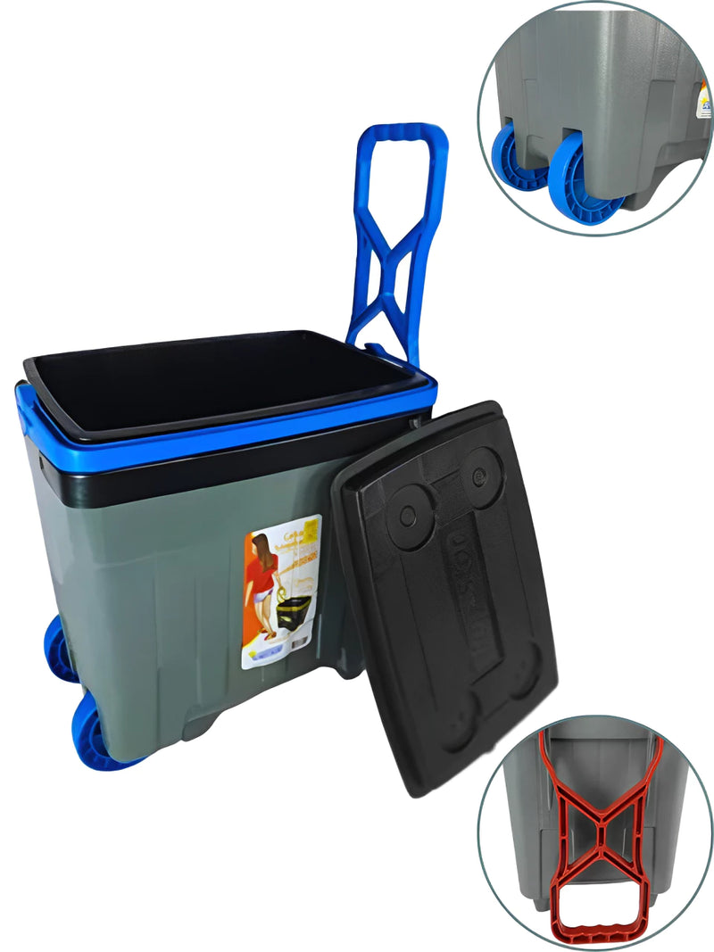 Cooler Termico com Rodinhas 34 Litros Caixa Termica Camping Pesca Praia Super Térmica
