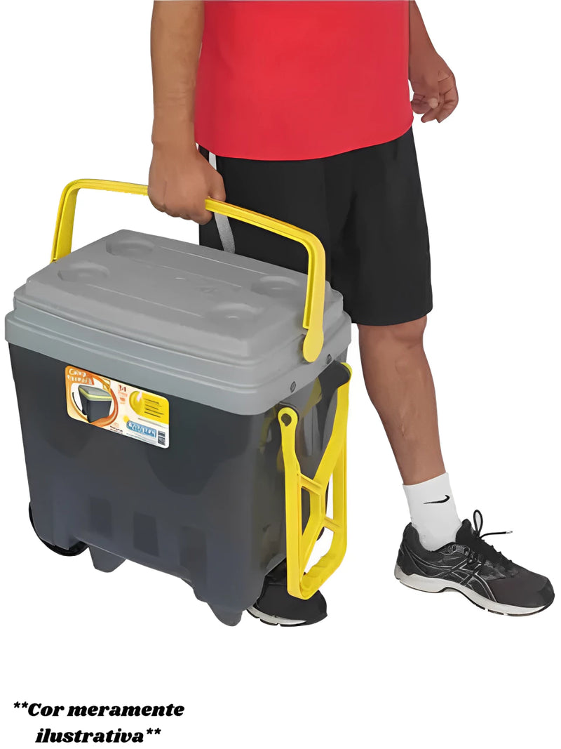 Cooler Termico com Rodinhas 34 Litros Caixa Termica Camping Pesca Praia Super Térmica