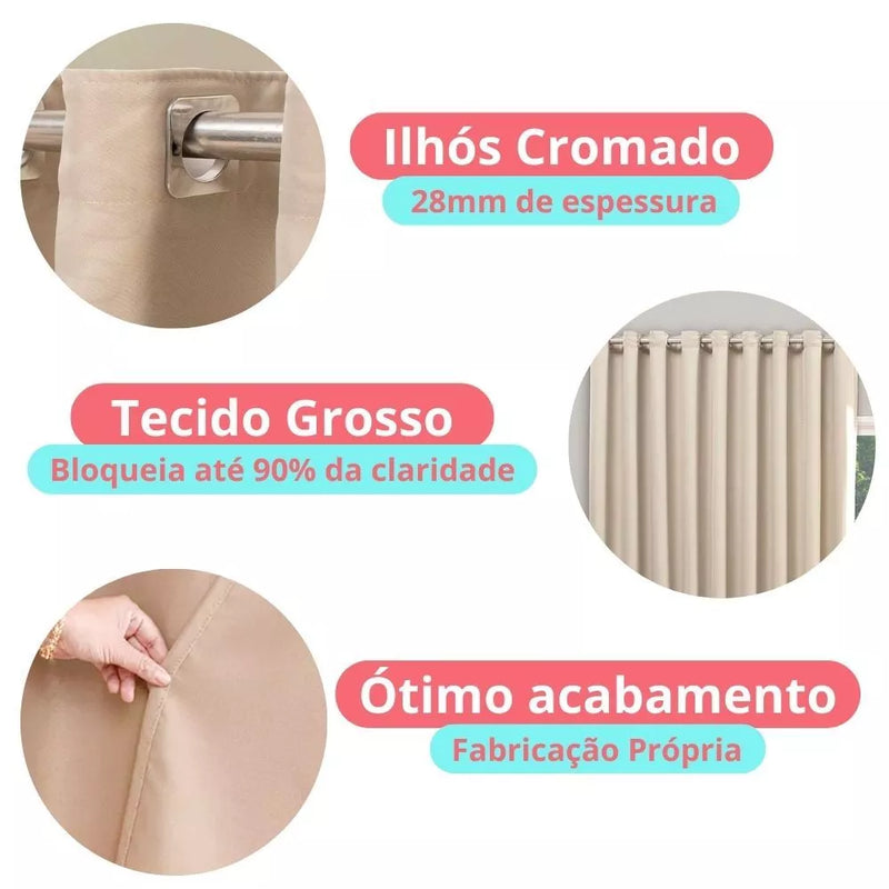 cortina blackout com voil forro 6,00 x 2,70 metros para quarto sala e decoração casa blecaute