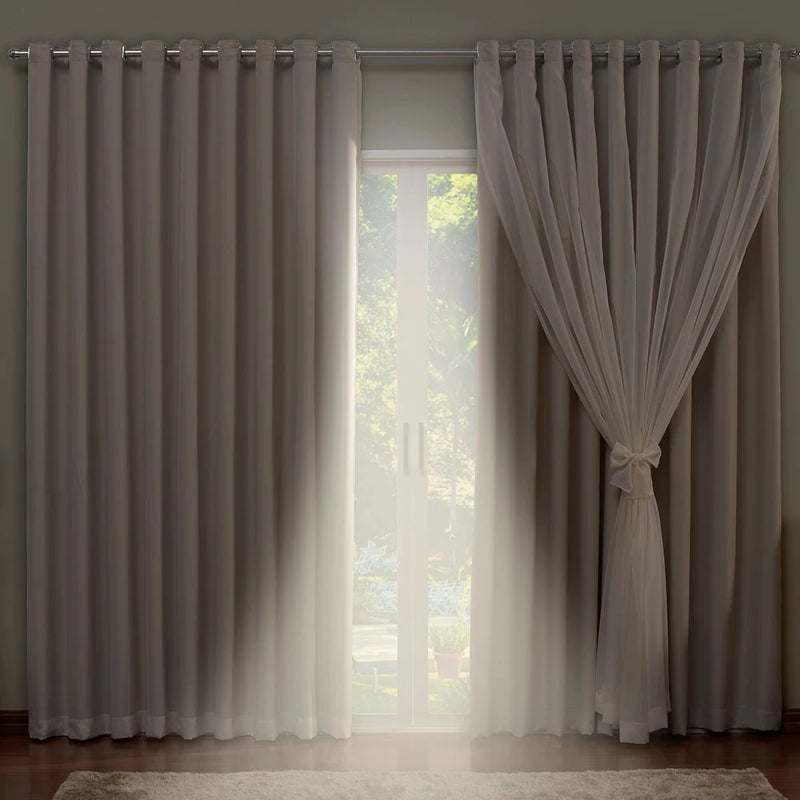 cortina blackout com voil forro 6,00 x 2,70 metros para quarto sala e decoração casa blecaute