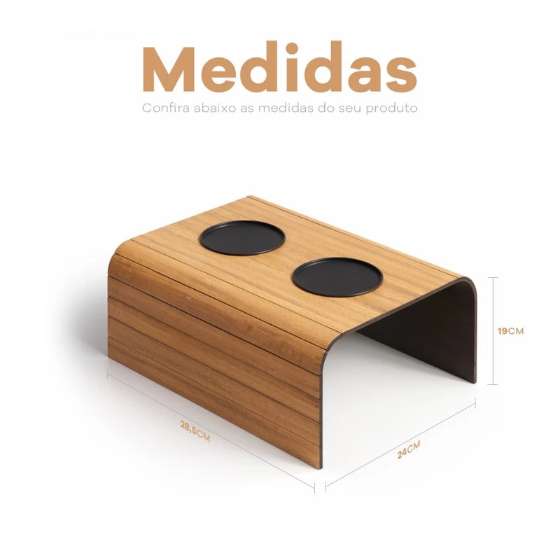 Kit 2 Esteiras Para Sofá Suporte Porta Copos e Controle Madeira