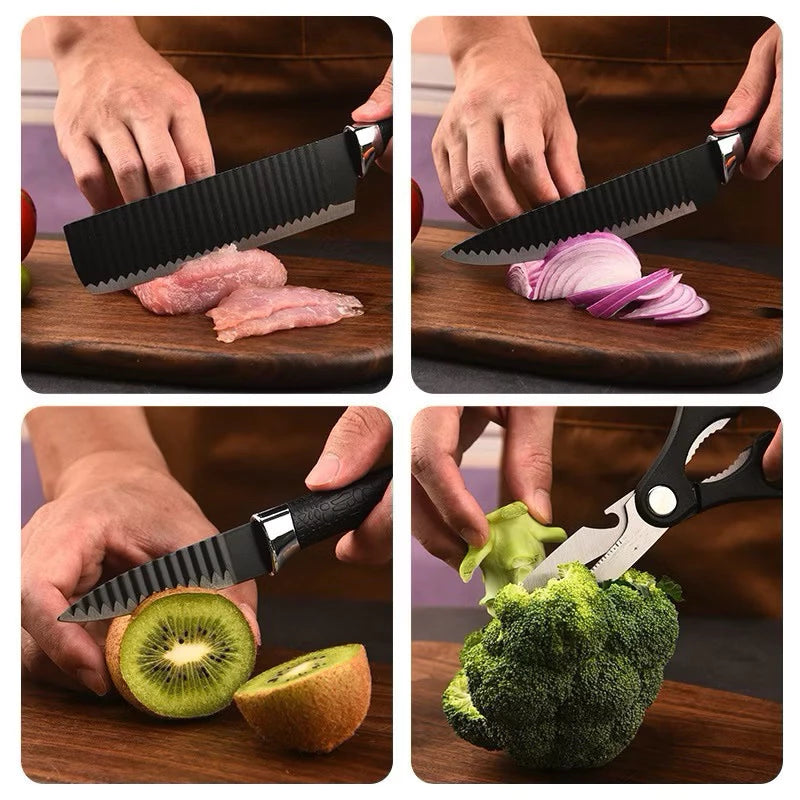 Kit De 6 Facas Churrasco Cozinha Profissional Antiaderente