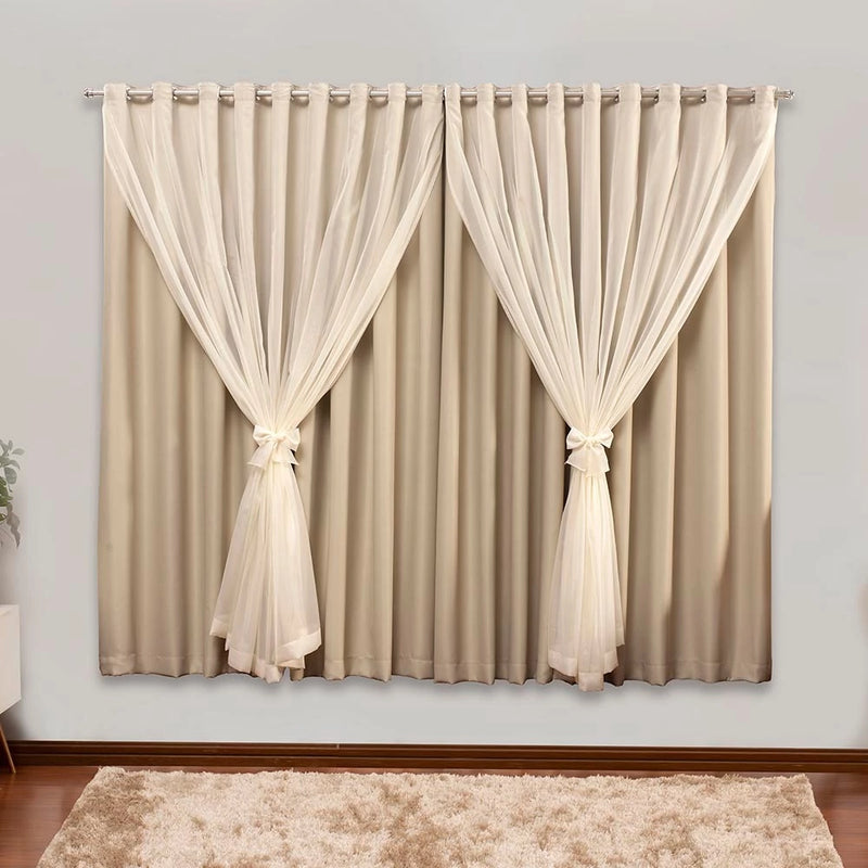 cortina blackout com voil forro 6,00 x 2,70 metros para quarto sala e decoração casa blecaute