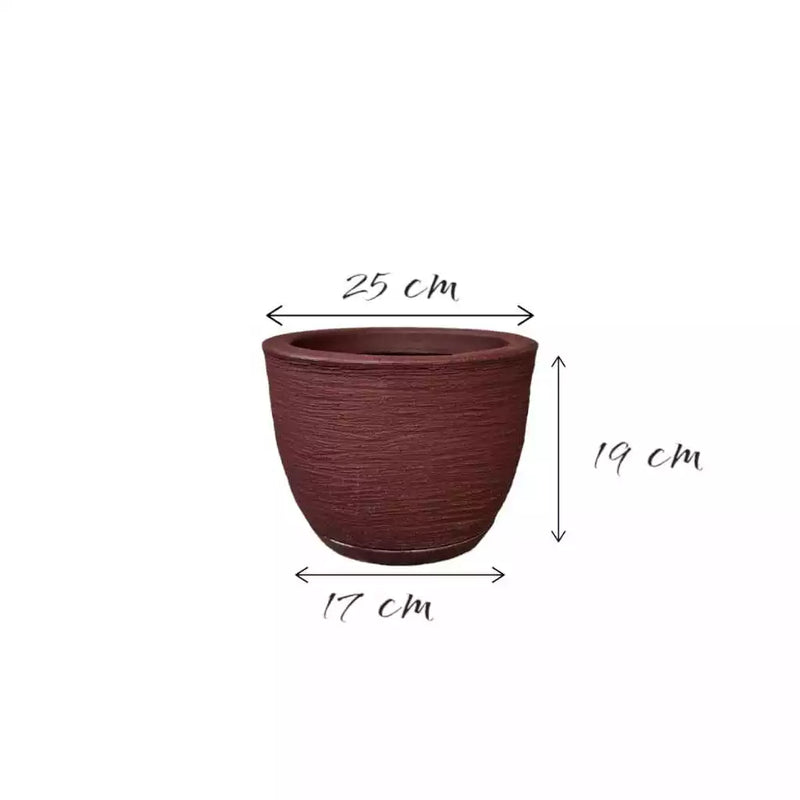 Kit 4 Vasos para Planta Flor Casa Jardim polietileno Texturizado Coluna Redonda N1 N2 + Bojo N1 + Bacia N1prato coletor