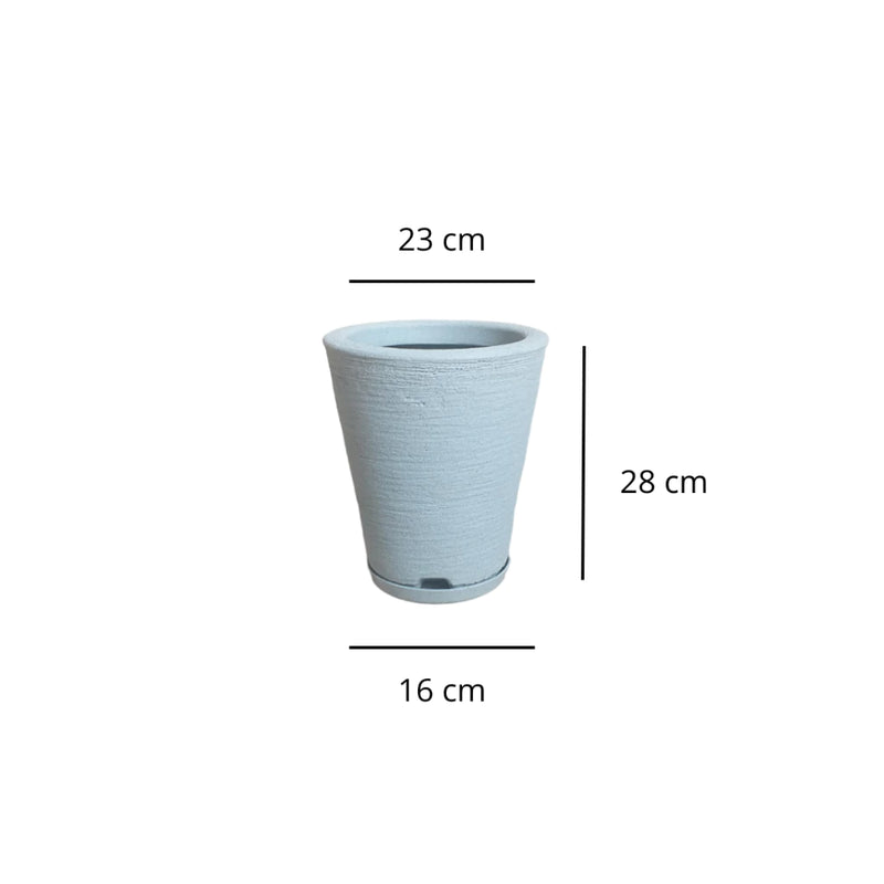 Kit 4 Vasos para Planta Flor Casa Jardim polietileno Texturizado Coluna Redonda N1 N2 + Bojo N1 + Bacia N1prato coletor
