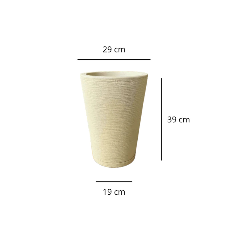 Kit 4 Vasos para Planta Flor Casa Jardim polietileno Texturizado Coluna Redonda N1 N2 + Bojo N1 + Bacia N1prato coletor