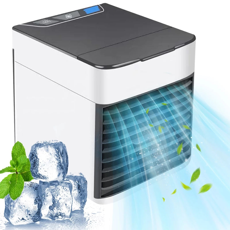 Mini Ar Condicionado Portátil Air Cooler Umidificador Climatizador Luz LED com Cabo USB