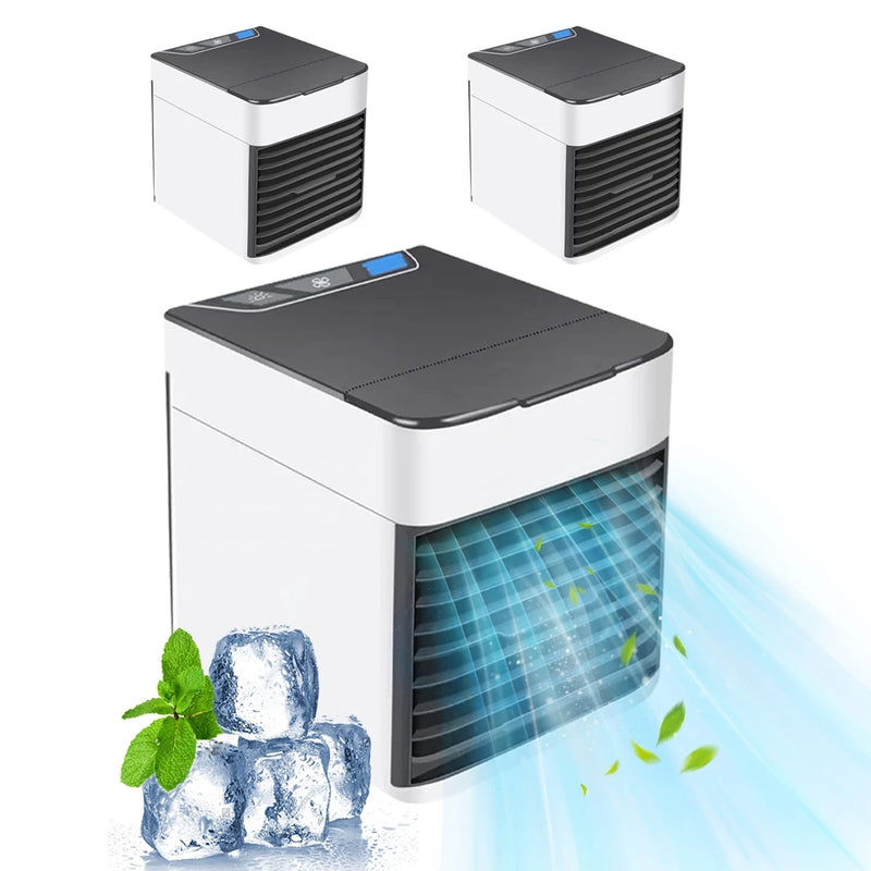 Mini Ar Condicionado Portátil Air Cooler Umidificador Climatizador Luz LED com Cabo USB