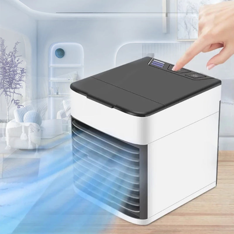Mini Ar Condicionado Portátil Air Cooler Umidificador Climatizador Luz LED com Cabo USB