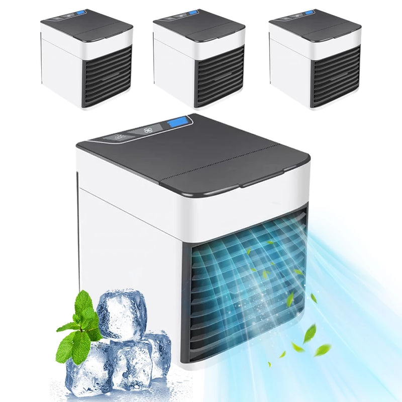 Mini Ar Condicionado Portátil Air Cooler Umidificador Climatizador Luz LED com Cabo USB