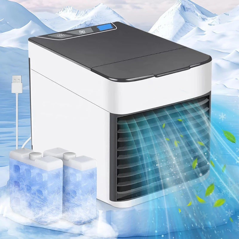 Mini Ar Condicionado Portátil Air Cooler Umidificador Climatizador Luz LED com Cabo USB