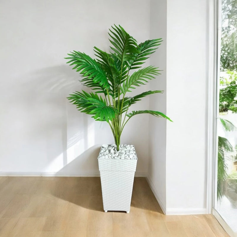 Planta Artificial Palmeira Enfeite E Decoração Casa Sala Escritório Com Vaso Rattan