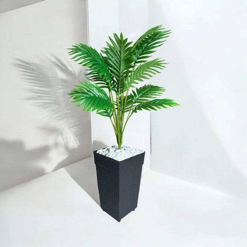 Planta Artificial Palmeira Enfeite E Decoração Casa Sala Escritório Com Vaso Rattan
