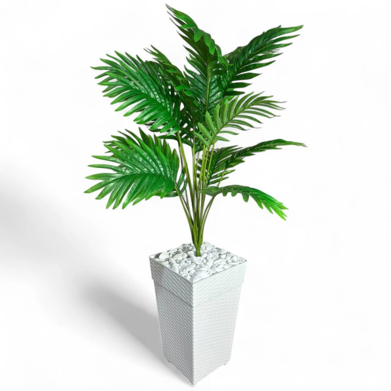 Planta Artificial Palmeira Enfeite E Decoração Casa Sala Escritório Com Vaso Rattan