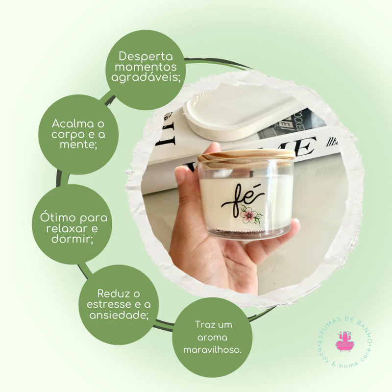 Vela perfumada frases - 100g COM TAMPA DE MADEIRA - ARTESANAL VEGANA