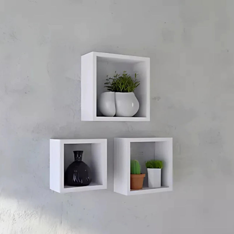 Kit 3 Nichos Quadrado Preto ou Branco 16 Decoração Sala Quarto Cozinha MDF 16x16cm Envio Imediato