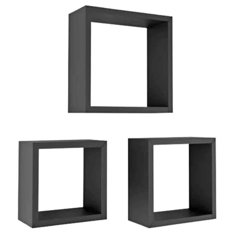 Kit 3 Nichos Quadrado Preto ou Branco 16 Decoração Sala Quarto Cozinha MDF 16x16cm Envio Imediato