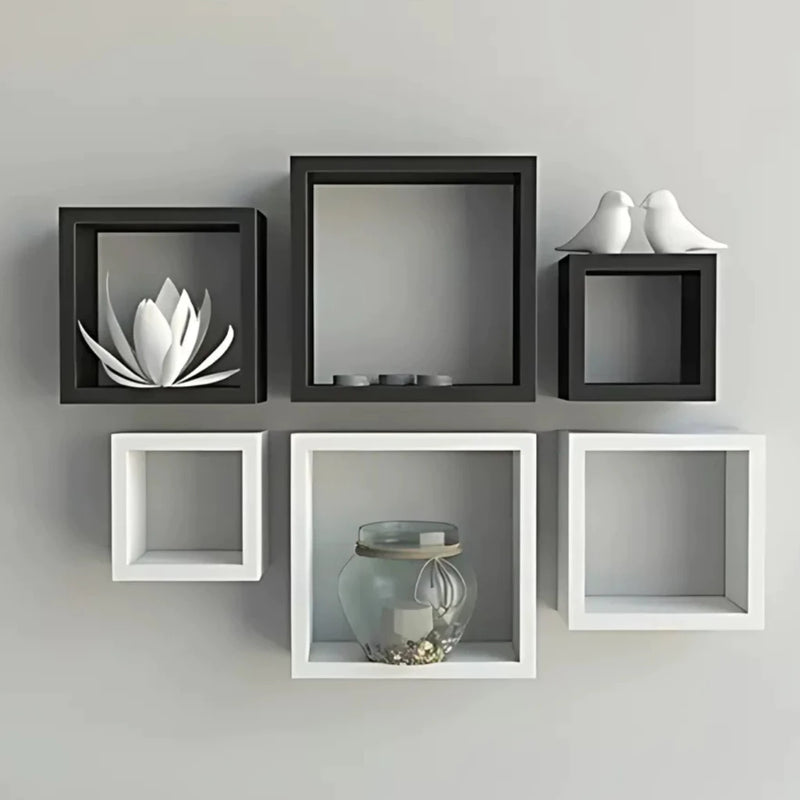 Kit 3 Nichos Quadrado Preto ou Branco 16 Decoração Sala Quarto Cozinha MDF 16x16cm Envio Imediato