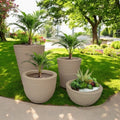 Kit 4 Vasos para Planta Flor Casa Jardim polietileno Texturizado Coluna Redonda N1 N2 + Bojo N1 + Bacia N1prato coletor