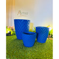 kit com 3 Vasos para plantas em Polietileno redondo diamante PP, P e M com pratos coletores