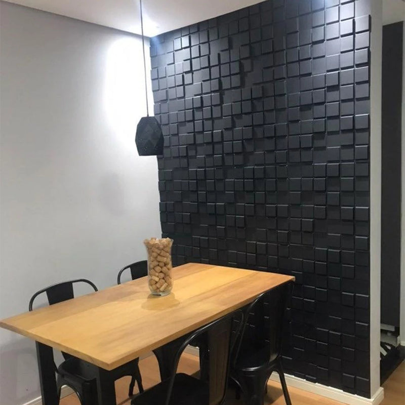 10 Placas 3D Black Decorativas Revestimento Paredes e Tetos 50cm X 50cm Modelo Pixel