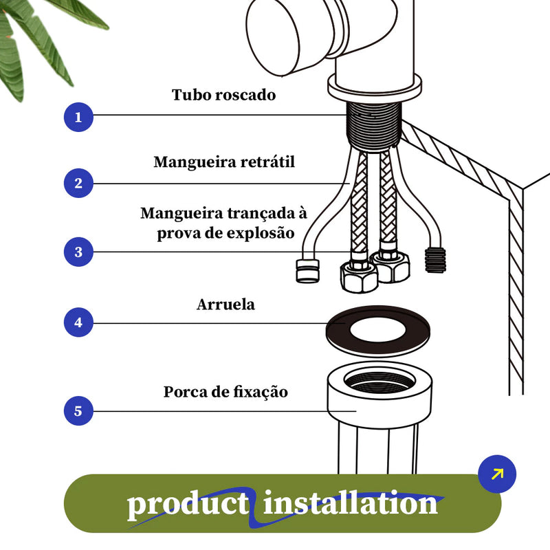 Heemli torneira de cozinha inox monocomando preto rotativa 360 ° Arejador Econômico Antirrespingos Saída Água Fria Únic