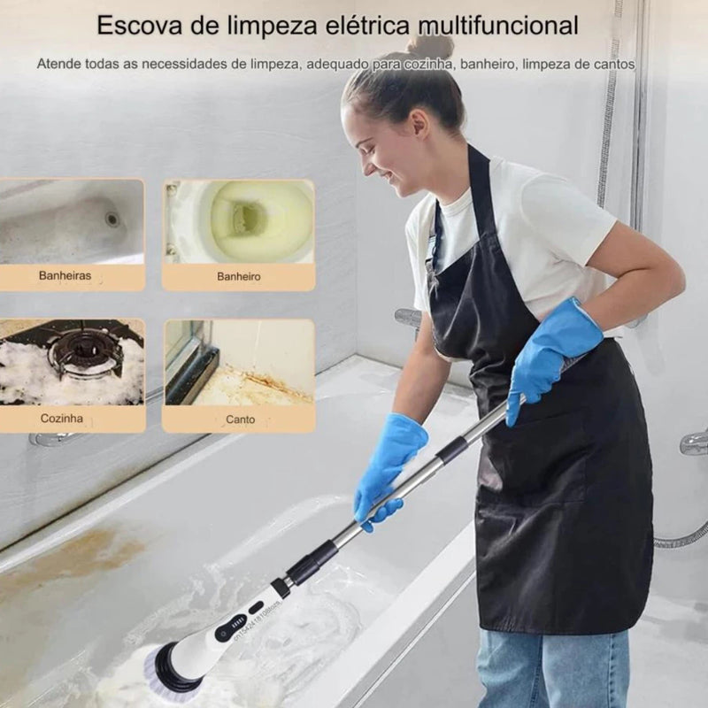 Esfregão Elétrico 9 Em 1 Sem fio Escova De Limpeza Pesada Multiuso 360 Recarregável Giratória