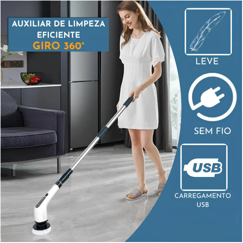 Esfregão Elétrico 9 Em 1 Sem fio Escova De Limpeza Pesada Multiuso 360 Recarregável Giratória